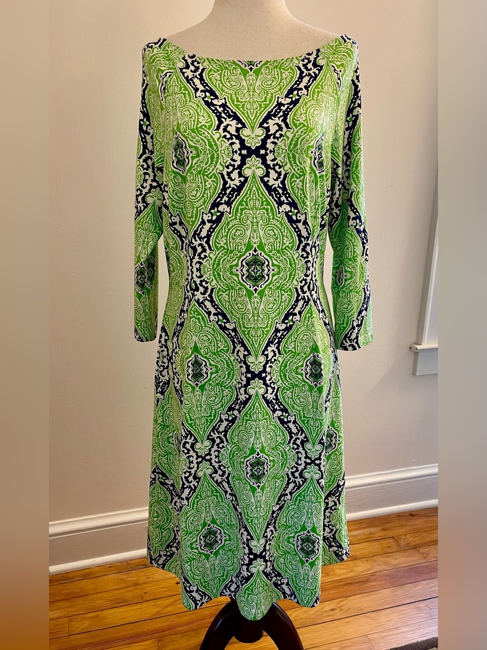 J.McLaughlin Catalina Cloth Green Blue Medallion Print Dress Medium